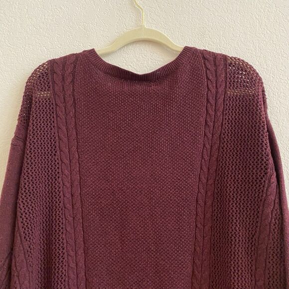 American Eagle Womens Size M Burgundy Maroon Long Sleeve Pullover Knit Sweater‎ - Picture 8 of 9